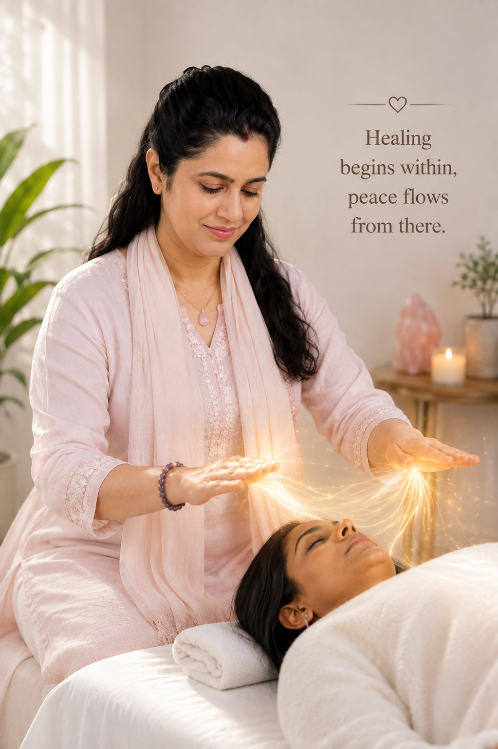 Sapna Kalra Rawat offering a Reiki energy healing session